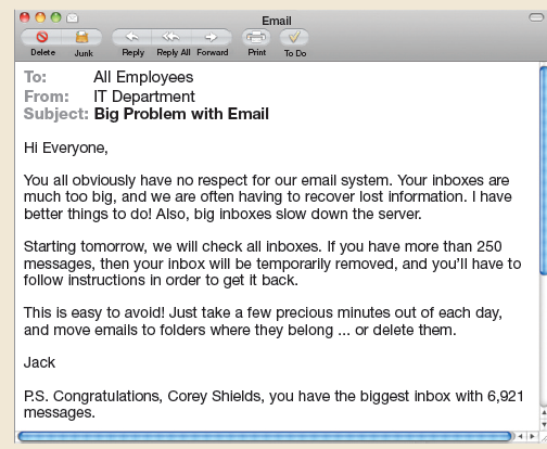 Revise an email gone wrong.  When you read this email, you'll know that it was sent in anger. (This is adapted from a real email stemming from a similar situation.) Use the process described in Exercise 15 to revise this email.      REFERENCE: Revise your email to sales associates at Herman Miller.  Revise your draft email to Herman Miller sales associates (from Exercise 10). What changes will you make to improve the message Follow these steps for the revision process:  a. Read the email once, revising for content. Make sure that all needed information is included, no unnecessary information is included, and the information is presented in a logical sequence. b. Read the email a second time, revising for style. Make sure that the words, sentences, paragraphs, and overall tone are appropriate.  c. Read the email a third time, revising for correctness. Make sure that grammar, mechanics, punctuation, and word choice are error free.
