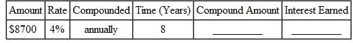 To help you review, the number in bracket show the section in which the topic was discussed. These problem, round to the nearest cent. Find the compound amount and the interest earned for the following.