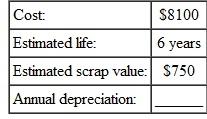 Find the annual amount of depreciation for this, using the straight-line method. (See Examples.) Finding First-Year Depreciation and Book Value KFC purchased a new low-fat chicken cooker at a cost of $26,500. The estimated life of the fryer is 5 years, with a salvage value of $3500. Find (a) the annual rate of depreciation, (b) the annual amount of depreciation, and (c) the book value at the end of the first year. SOLUTION (a) The annual rate of depreciation is 20,(5 year life= per year=20%) $26,500 cost (b) This $23,000 will be depreciated evenly over the 5-year life for an annual depreciation of $4600 ($23,000 × 20, = $4600). (c) Since the annual depreciation is $4600, the book value at the end of the first year will be $26,500 cost To solve Example using a calculator, first use parentheses to find the depreciable amount. Next, divide to find depreciation. Finally, find the book value. Note: Refer to Appendix B for calculator basics. Finding the Book Value at the End of Any Year A lighted display case at Albertson's cost $3400, has an estimated life of 10 years, and has a salvage value of $800. Find the book value at the end of 6 years. Quick TIP The book value helps the owner of a business estimate the value of the business, which is important when the owner is borrowing money or trying to sell the business. SOLUTION The annual rate of depreciation is 10, (10-year life is or 10%). Find the book value at the end of 6 years by subtracting the accumulated depreciation from the cost. After 6 years, this display case would be carried on the firm's books with a value of $1840.