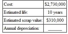 Find the annual amount of depreciation for this, using the straight-line method. (See Examples.) Finding First-Year Depreciation and Book Value KFC purchased a new low-fat chicken cooker at a cost of $26,500. The estimated life of the fryer is 5 years, with a salvage value of $3500. Find (a) the annual rate of depreciation, (b) the annual amount of depreciation, and (c) the book value at the end of the first year. SOLUTION (a) The annual rate of depreciation is 20,(5 year life= per year=20%) $26,500 cost (b) This $23,000 will be depreciated evenly over the 5-year life for an annual depreciation of $4600 ($23,000 × 20, = $4600). (c) Since the annual depreciation is $4600, the book value at the end of the first year will be $26,500 cost To solve Example using a calculator, first use parentheses to find the depreciable amount. Next, divide to find depreciation. Finally, find the book value. Note: Refer to Appendix B for calculator basics. Finding the Book Value at the End of Any Year A lighted display case at Albertson's cost $3400, has an estimated life of 10 years, and has a salvage value of $800. Find the book value at the end of 6 years. Quick TIP The book value helps the owner of a business estimate the value of the business, which is important when the owner is borrowing money or trying to sell the business. SOLUTION The annual rate of depreciation is 10, (10-year life is or 10%). Find the book value at the end of 6 years by subtracting the accumulated depreciation from the cost. After 6 years, this display case would be carried on the firm's books with a value of $1840.