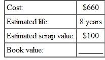 Find the book value at the end of 5 years for this, using the straight-line method. (See Examples.) Finding First-Year Depreciation and Book Value KFC purchased a new low-fat chicken cooker at a cost of $26,500. The estimated life of the fryer is 5 years, with a salvage value of $3500. Find (a) the annual rate of depreciation, (b) the annual amount of depreciation, and (c) the book value at the end of the first year. SOLUTION (a) The annual rate of depreciation is 20,(5 year life= per year=20%) $26,500 cost (b) This $23,000 will be depreciated evenly over the 5-year life for an annual depreciation of $4600 ($23,000 × 20, = $4600). (c) Since the annual depreciation is $4600, the book value at the end of the first year will be $26,500 cost To solve Example using a calculator, first use parentheses to find the depreciable amount. Next, divide to find depreciation. Finally, find the book value. Note: Refer to Appendix B for calculator basics. Finding the Book Value at the End of Any Year A lighted display case at Albertson's cost $3400, has an estimated life of 10 years, and has a salvage value of $800. Find the book value at the end of 6 years. Quick TIP The book value helps the owner of a business estimate the value of the business, which is important when the owner is borrowing money or trying to sell the business. SOLUTION The annual rate of depreciation is 10, (10-year life is or 10%). Find the book value at the end of 6 years by subtracting the accumulated depreciation from the cost. After 6 years, this display case would be carried on the firm's books with a value of $1840.