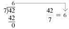 Convert the improper fractions to mixed or whole number and write in lowest terms. (See Examples.)      Converting Improper Fractions to Mixed Numbers  Convert the following improper fractions to mixed numbers. (a)      (b)      (c)      SOLUTION  (a) Convert     to a mixed number by dividing 27 by 4.     Therefore,      (b) Divide 29 by 8 to convert     to a mixed number.     (c) Divide 42 by 7.     Writing Fractions in Lowest Terms  Write the following fractions in lowest terms. (a)      (b)      SOLUTION  Look for a number that can be divided without a remainder into both the numerator and denominator. (a) Both 15 and 40 can be divided by 5.     (b) Divide both numbers by 3.   