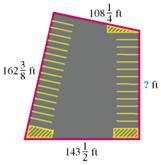 Solve this application problems.  PARKING LOT FENCING Three sides of a parking lot are     feet,     feet, and     feet. If the distance around the lot is     feet, find the length of the fourth side._____________   