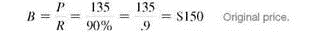 Solve the following application problem. Read problem carefully to decide which are increase or decrease problem, and work accordingly. (See Examples.)  Using a Diagram to Understand an Increase Problem  The value of a home sold by Tom Dugally this year is $203,500, which is 10, more than last year's value. Find the value of the home last year. SOLUTION  CASE IN POINT The phrase 10% more than last year's value, tells us that last year's value is the base and that it is the unknown. The figure below shows last year's value as 100% and this year's value which is: (the base + 10% more than last year's value) = 110% of the base     The diagram shows that the 10, increase is based on last year's value which is not known. It is not based on this year's value of $203,500. This year's value is last year's value plus 10, of last year's value. Use the basic percent formula to solve for base in increase problems.     Substituting in the percent formula with part = $203,500 and rate = 110, results in the following.     Quick TIP  The common error in solving an increase problem is thinking that the base is given and that the solution can be found by solving for part. Solving for B results in the following equation, which is solved for B.     So the value of the house last year was $185,000. Now check the answer.     $203,500 is 110, of $185,000. Finding Base after Two Increases      Due to increased demand for a patented process that will help analyze the DNA of mice, Biotics Genome has increased production of testing kits by 20, per year for each of the two past years. This year's production is 93,600 kits. Find the number of kits produced two years ago. SOLUTION  The two 20, increases cannot be added together since the two increases act on different bases. Solve this problem in two steps, one for each of the 20, increases. First, use a diagram to find last year's production of DNA kits.     Last year's production plus 20% of last year's production equals this year's production. So, part ( P ) = 93,600 and rate ( R ) = 120%     The number of DNA testing kits produced last year was 78,000. Use this number and knowledge that the sales volume increased 20, from 2 years ago to last year to find production 2 years ago. Quick TIP  It is important to realize that the two 20, increases cannot be added together to equal one increase of 40,. Each 20, increase is calculated on a different base.     Production two years ago added to 20, of that production equals last year's production. So, part ( P ) = 78,000 and rate ( R ) = 120% once again.     The calculator solution to this example is done by dividing in a series.     Check the answer.     Using a Diagram to Understand a Decrease Problem  After Nike deducted 10, from the price of a pair of competition running shoes, Katie Small paid $135. What was the original price of the shoes? SOLUTION  The phrase deducted 10, from the price indicates it is a decrease problem. The original price is the unknown.     Quick TIP  The common error made in decrease problems is thinking that the reduced price is the base. The original price is actually the base. Ten percent was deducted from the original price. The resulting price paid of $135 is 90, of the original price. So, part ( P ) = $135 and rate ( R ) = 90%     Check the answer.     FOOD INFLATION Food inflation refers to the annual rate of increase in food prices. Food inflation in one South American country was 10% for each of the past two years. Estimate the cost, two years ago, of a basket of food that costs $80 today. Round each calculation to the nearest cent before proceeding. ________________