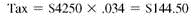 STATE WITHHOLDING TAX Use the state income tax rate given to find the state withholding tax for this employees. Round to the nearest cent. (See Example.)     Finding the State Withholding Tax  Hilda Worthington works as a nurse in Indiana and earns $4250 for the month. Find the tax rate for Indiana from the chart and calculate the state withholding tax. SOLUTION  Indiana has a flat tax rate of 3.4%.   