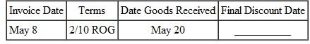 Find the final discount date for the following.    