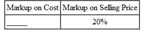 Find the equivalent markups on either cost or selling price using the appropriate formula. Round to the nearest tenth of a percent. (See Examples.) Converting Markup on Cost to Markup on Selling Price Convert a markup of 25, on cost to its equivalent markup on selling price. SOLUTION Use the formula for converting markup percent on cost to markup percent on selling price. Converting Markup on Selling Price to Markup on Cost Convert a markup of 20% on selling price to its equivalent markup on cost. SOLUTION Use the formula for converting markup percent on selling price to markup percent on cost. A markup of 20% on selling price is equivalent to a markup of 25% on cost.