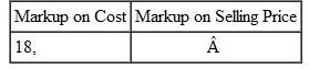 Find the equivalent markups on either cost or selling price using the appropriate formula. Round to the nearest tenth of a percent. (See Examples.)     Converting Markup on Cost to Markup on Selling Price  Convert a markup of 25, on cost to its equivalent markup on selling price. SOLUTION  Use the formula for converting markup percent on cost to markup percent on selling price.     Converting Markup on Selling Price to Markup on Cost  Convert a markup of 20% on selling price to its equivalent markup on cost. SOLUTION  Use the formula for converting markup percent on selling price to markup percent on cost.     A markup of 20% on selling price is equivalent to a markup of 25% on cost.