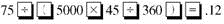 Find the rate in the following. Round to the nearest tenth of a percent. (See Example.)  Finding Rate Given Length of Loan  An exchange student from the United States living in Brazil deposits $5000 in U.S. currency in a Brazilian bank for 45 days. Find the rate if the interest is $75 in U.S. currency. SOLUTION      Convert.12 to a percent to get 12%. Check the answer using the simple interest formula. Solve using a calculator as follows. Notice that parentheses set off the denominator.       