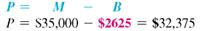 Find the discount to the nearest cent, then find the proceeds. (See Example.)  Finding Discount and Proceeds  Jim Peterson signs a simple discount note with a face or maturity value of $35,000 so that he can purchase a truck with plow for his snow removal business. The banker discounts the 10-month note at 9%. Find the amount of the discount and the proceeds. SOLUTION  Peterson does not receive $35,000 from the bank-that is the amount he must repay when the loan matures. Use M = $35,000, D = 9%, and     in the formula B = MDT to find the discount, which is the interest that must be paid at maturity.     The discount of $2625 is the interest charge on the loan. The proceeds that Peterson actually receives when making the loan is found using P = M ? B.     Peterson signs the discount note with a face value of $35,000, but receives $32,375. Ten months later he must pay $35,000 to the bank. The difference is interest.   