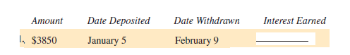 Find the interest earned by the following. Assume interest compounded daily. (See Examples 1-3.)