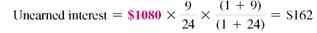 Each of the following loans is paid in full before the date of maturity. Find the amount of unearned interest. Use the Rule of 78. (See Example.)  Finding Unearned Interest and Balance Due  Aaron Ortego borrowed $6000, which he is paying back in 24 monthly payments of $295 each. With 9 payments remaining, he decides to repay the loan in full. Find (a) the amount of unearned interest and (b) the amount necessary to repay the loan in full. Use the Rule of 78. SOLUTION      Find the amount of unearned interest as follows. The finance charge is $1080, the scheduled number of payments is 24, and the loan is paid off with 9 payments left. Solve as follows.     (b) When Ortego decides to pay off the loan, he has 9 payments of $295 left.     Ortego saves the unearned interest of $162 by paying off the loan early. Therefore, the amount needed to pay the loan in full is the sum of the remaining payments minus the unearned interest.       
