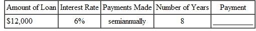 Find the payment necessary to amortize the following loans using the amortization table. Round to the nearest cent if needed. (See Example.) Amortizing a Loan Sven Yarborough earned a degree at a community college and is now a mechanic at a Ford dealership. He was so impressed with the quality of Fords that he purchased an SUV at a cost of $29,400, including tax, title, and license, after the rebate. He made a down payment of $3500 and was able to finance the balance at a rate of 6% per year for 4 years. Find (a) the monthly payment, (b) the portion of the first payment that is interest, (c) the balance due after one payment, (d) the interest owed for the second month, and (e) the balance after the second payment. SOLUTION