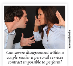 Kolodin v. Valenti New York Supreme Court, Appellate Division, 115 A.D.3d 197, 979 N.Y.S.2d 587 (2014). FACTS Hilary Kolodin, a jazz singer, was personally involved with John Valenti, the sole shareholder and president of Jayarvee, Inc. Jayarvee manages artists, produces recordings, and owns and operates a jazz club in New York City. Kolodin contracted professionally with Jayarvee for recording and management services. After Kolodin and Valenti's personal relationship deteriorated, Kolodin asked a New York state court to issue a temporary protection order against Valenti, alleging domestic abuse. The parties then agreed under a court-ordered stipulation to have no further contact with one another. The stipulation specified that no contact shall include no third party contact, excepting counsel. Later, Kolodin filed a suit in a New York state court against Valenti, alleging breach of her Jayarvee contracts and seeking their rescission. The court declared the contracts between Kolodin and Jayarvee terminated. Valenti appealed. ISSUE Did Kolodin and Valenti's stipulation render the performance of Kolodin's Jayarvee contracts objectively impossible DECISION Yes. A state intermediate appellate court affirmed the lower court's ruling. The court concluded that, In undertaking to perform recording and management contracts, the eventuality that the parties would subsequently stipulate to forbid contact with one another could not have been foreseen or guarded against.   REASON Impossibility excuses a party's performance when the destruction of the means of performance makes performance objectively impossible. But the impossibility must be created by an event that could not have been foreseen at the time of contract formation. In this case, the no contact stipulation between Kolodin and Valenti destroyed the means of performing Kolodin's contracts with Jayarvee. The contracts were for personal services and required substantial and ongoing communication between Kolodin and Jayarvee. Because Jayarvee is a small organization and Valenti oversees its daily operations, performance of the contracts would have required his input, thereby violating the stipulation. Even if the communication had been carried out only through the company's employees, the stipulation's ban on third party contact would have been violated. Furthermore, it was not foreseeable at the time the Jayarvee contracts were formed that Kolodin and Valenti would agree to have no contact with one another. CRITICAL THINKING-Legal Environment Consideration Should Kolodin's role in bringing about the no contact stipulation through her request for a protection order have rendered the doctrine of impossibility inapplicable Explain.<div style=padding-top: 35px> 