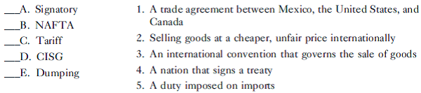 Match the following terms with their definitions: