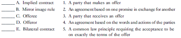 Match the following terms with their definitions:   