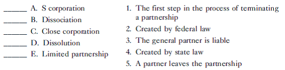 Match the following terms with their definitions: