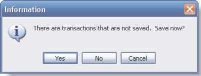 Practice entering information and correcting errors. 1. Click the Activities menu. 2. Click Enter Transactions. 3. Click the triangle button in the Chart box. The Chart drop-down list is opened (see Figure 3-19).     Figure 3-19 Transaction Entry Chart drop-down list 4. To select James Smith, key the first two letters of his chart number (SMITHJAØ): SM. Notice that when SM is keyed, the system goes to the entry for the first patient whose chart number begins with SM , in this case James Smith. 5. Press the Tab key. 6. To edit a transaction, click in the field that needs to be changed. Click in the Procedure field. Notice that the entry in the field becomes highlighted. 7. Click again in the Procedure field. A pop-up list of procedure codes is displayed. 8. Select a new code from the list by clicking on it. Scroll down the pop-up list of codes, and click 99396. Notice that the new code is displayed in the Procedure field, but the entry in the Amount field has not changed. This does not happen until the Tab key is pressed. Press the Tab key now, and watch the entry in the Amount field change. 9. Press the Tab key repeatedly, and watch as the cursor moves from box to box. 10. Exit the Transaction Entry dialog box by clicking the Close button or by clicking the close icon in the upper-right corner of the dialog box. An Information box is displayed, asking whether the changes should be saved (see Figure 3-20). In this case, click the No button. The changes are not saved, and the Transaction Entry window closes.     Figure 3-20 Transaction Entry save warning dialog box