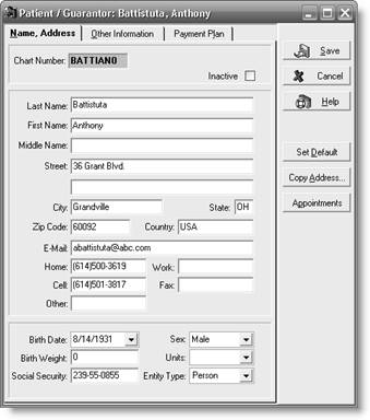 a      Anthony Battistuta      Name, Address dialog box   b      Lawana Brooks      Personal tab   c      Lawana Brooks      Diagnosis tab   d      Lawana Brooks      Condition tab   e      Edwin Hsu      Name, Address dialog box   f      Edwin Hsu      Personal tab   g      Edwin Hsu      Diagnosis tab   h.      Hannah Syzmanski      Name, Address tab   i      Hannah Syzmanski      Other Information tab   j      Hannah Syzmanski      Personal tab   0 k      Hannah Syzmanski      Account tab   1 l      Hannah Syzmanski      Diagnosis tab   2 m      Hannah Syzmanski      Policy 1 tab   3