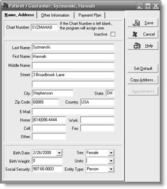 a      Anthony Battistuta      Name, Address dialog box   b      Lawana Brooks      Personal tab   c      Lawana Brooks      Diagnosis tab   d      Lawana Brooks      Condition tab   e      Edwin Hsu      Name, Address dialog box   f      Edwin Hsu      Personal tab   g      Edwin Hsu      Diagnosis tab   h.      Hannah Syzmanski      Name, Address tab   i      Hannah Syzmanski      Other Information tab   j      Hannah Syzmanski      Personal tab   0 k      Hannah Syzmanski      Account tab   1 l      Hannah Syzmanski      Diagnosis tab   2 m      Hannah Syzmanski      Policy 1 tab   3