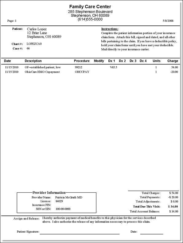 a      Carlos Lopez      Personal tab   b      Carlos Lopez      Diagnosis tab   c      Carlos Lopez      Condition tab   d      Carlos Lopez      Transaction Entry dialog box   e      Carlos Lopez      Walkout Receipt  