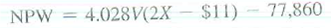 Mike Lazenby, an industrial engineer at Energy Conservation Service, has found that the anticipated profitability of a newly developed water-heater temperature-control device can be measured by present worth with the formula where V is the number of units produced and sold and X is the sales price per unit. Mike also has found that the value of the parameter V could occur anywhere over the range from 1,000 to 6.000 units and that of the parameter X anywhere between $20 and $45 per unit. Develop a sensitivity graph as a function of the number of units produced and the sales price per unit.