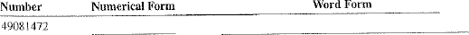 Read and write the following whole number in numerical and word form.