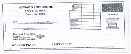Properly fill out the deposit slip for Howard Lockwood based on the following information: a. Date: December 1 8, 20xx. b. A check: for $651.03. c. $150 cash withdrawal.   