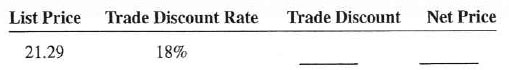 Calculate the following trade discount and net prices to the nearest cent.