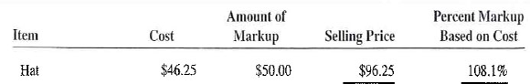 For the following items, calculate the missing information. Round dollars to the nearest cent and percents to the nearest tenth of a percent.   