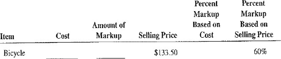 For the following items, calculate the missing information. Round dollars to the nearest cent and percents to the nearest tenth of a percent.