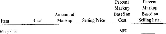 For the following items, calculate the missing information. Round dollars to the nearest cent and percents to the nearest tenth of a percent.