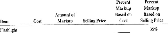 For the following items, calculate the missing information. Round dollars to the nearest cent and percents to the nearest tenth of a percent.