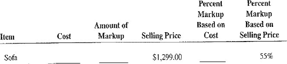 For the following items, calculate the missing information. Round dollars to the nearest cent and percents to the nearest tenth of a percent.