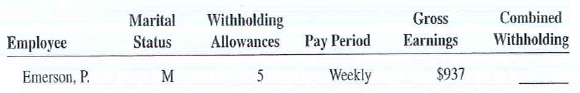 Use the combined wage bracket tables, Exhibits 9-3 and 9 4, to solve Exercises 13-19.