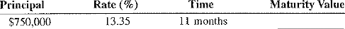 Find the maturity value of the following loans. Use MV = P(1 + RT) to find maturity values.