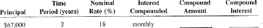 Using Table calculate the compound amount and compound interest for the following investments.