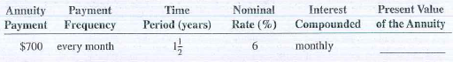 Use Table 12-1 to calculate the future value of the following annuities due.