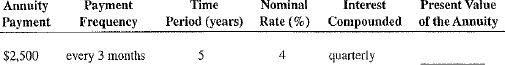 Use Table 12-2 to calculate the present value of the following annuities due.