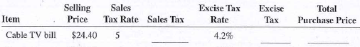 Calculate the missing information for the following purchases.  <div style=padding-top: 35px> 