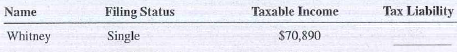 As an accountant for the Give Me A Break Tax Service, use the Tax Table, Exhibit 18-3, or the Tax Computation Worksheet, Exhibit 18-4, whichever is appropriate, to calculate the tax liability for the following clients.  <div style=padding-top: 35px> 