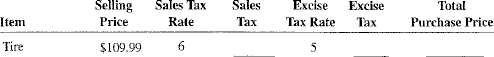 Calculate the missing information for the following purchases.  <div style=padding-top: 35px> 