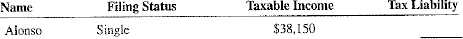 Use the Tax Table, Exhibit 18-3, to calculate the tax liability for the following taxpayers earning under $100,000.  <div style=padding-top: 35px> 