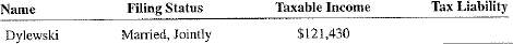 Use the Tax Computation Worksheet, Exhibit 18-4, to calculate the tax liability for the following taxpayers earning $100,000 or above.  <div style=padding-top: 35px> 