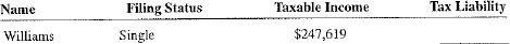 Use the Tax Computation Worksheet, Exhibit 18-4, to calculate the tax liability for the following taxpayers earning $100,000 or above.  <div style=padding-top: 35px> 
