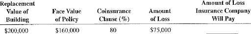 Calculate the amount to be paid by the insurance company for each of the following claims.   