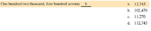 Match the following numbers in word form with the numbers in numerical form.    
