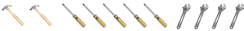 What fraction represents the screwdrivers in this group of tools?   