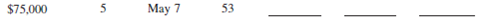Using ordinary interest, 360 days, calculate the missing information for the following simple discount notes.        
