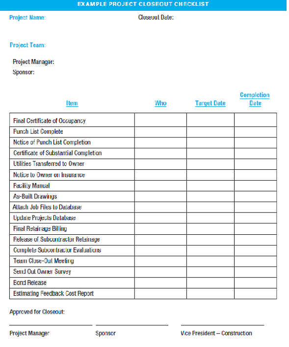 Utilizing the ideas in Exhibits 1 and 2, create a project closeout checklist for a project of one of the following types: • Information systems • Research and development • Quality improvement • Organizational change Exhibit 1   Exhibit 2  <div style=padding-top: 35px> 